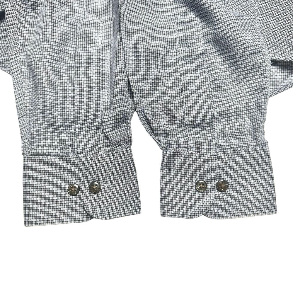 Yves Saint Laurent | Crosshatch Pattern Light Button Up Dress Shirt | Medium - Picture 12 of 13